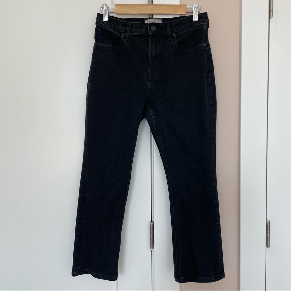 Everlane Women's The Kick Crop High Rise Flare Jeans Black Size 28P
